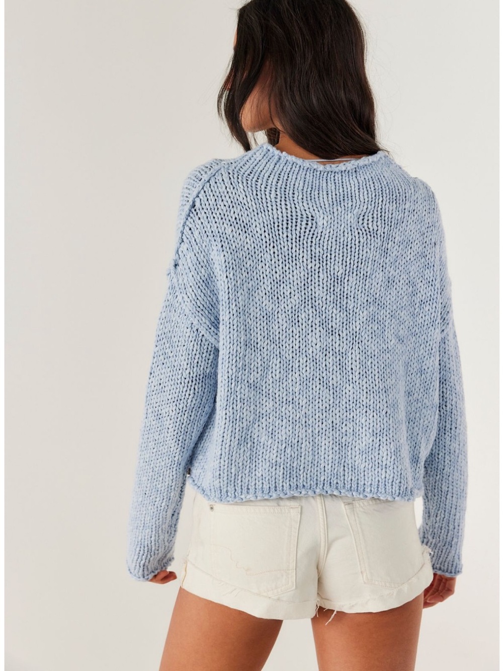 Free People Opal rollneck knit sweater in cashmere blue - Picture 2 of 7